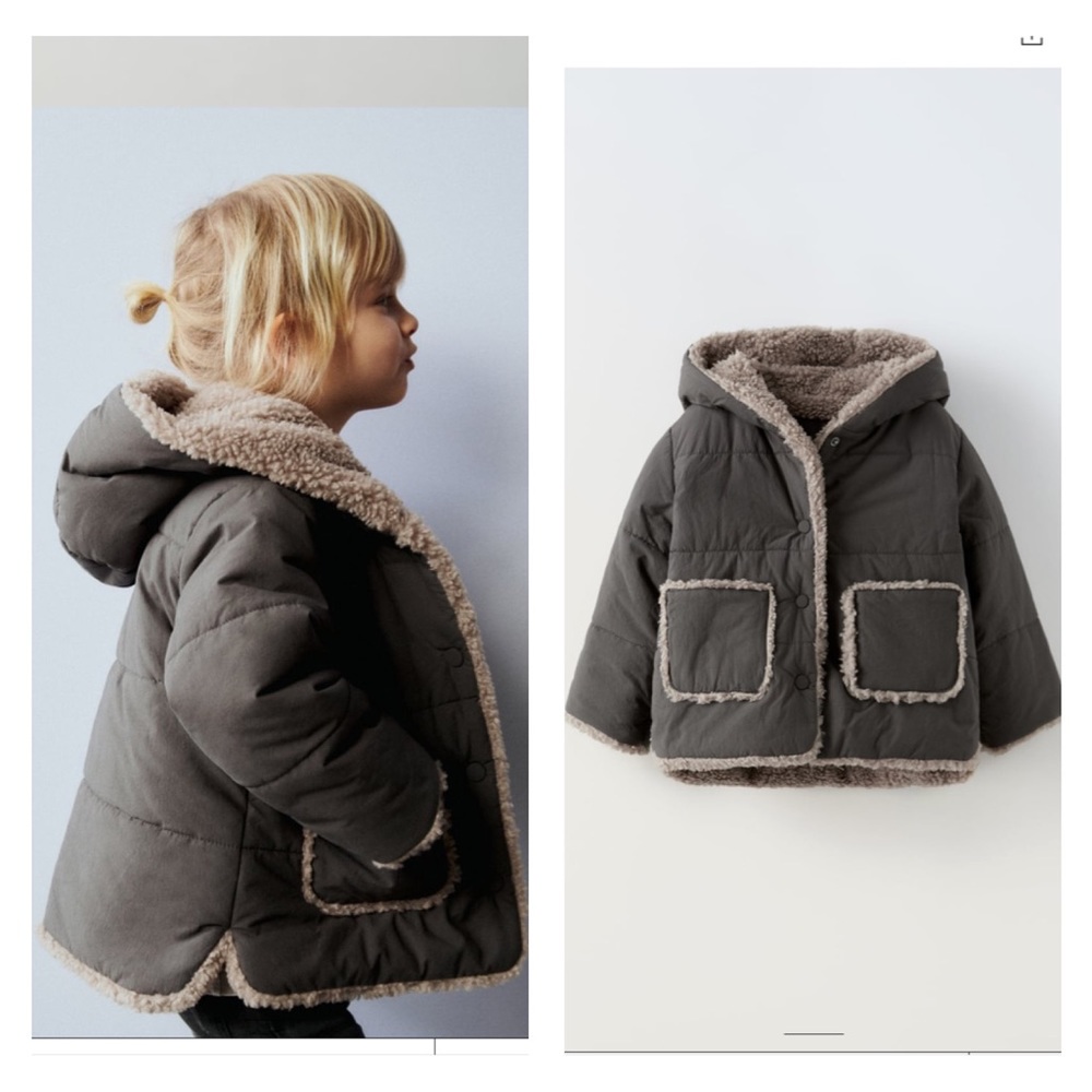 NWT Zara kids jacket with faux shearling 9-12M